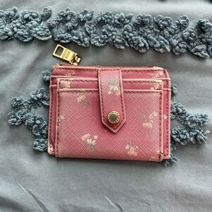 Steve Madden Pink Floral Saffiano Card Case Wallet
